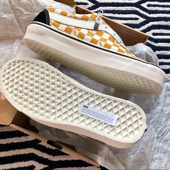 Vans Bold Ni Checkerboard Yellow Sneakers Black/Mango Mojito Retro Reissue - Picture 12 of 16